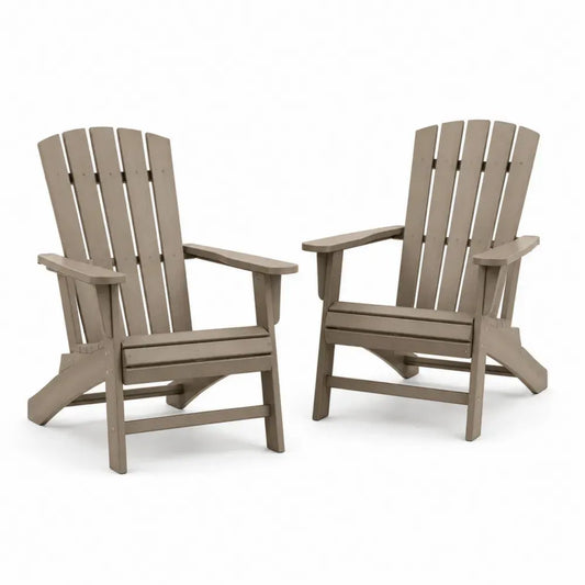 2er Set Adirondack Gartenstühle mit Armlehnen 74 x 82 x 91 cm HDPE-Kunststoff Lamellenform Taupe